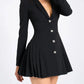 A&A V Neck Single-Breasted A-Line Blazer Dress