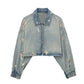 A&A Angelina Denim Tear Cropped Jacket