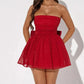 A&A Strapless Bow Tie Sparkle Double Layered Mini Dress