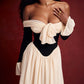 A&A Elegant Off The Shoulder Bow Tie Flared Sleeve Mini Dress