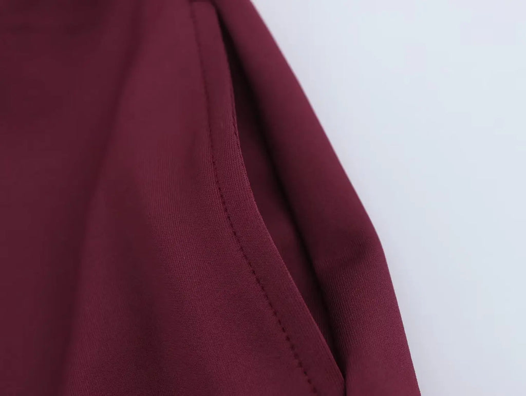 A&A Fall Burgundy Two Piece Tracksuit Set Jacket & Wide Leg Pants