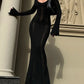 A&A Knitted Sheer Black Long Sleeved Maxi Dress