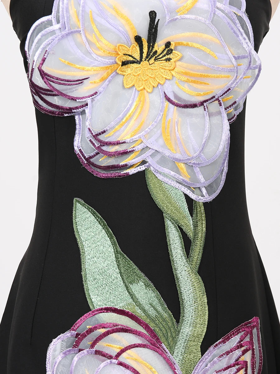 A&A Solelle Floral Embroidered A-Line Maxi Dress