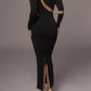 A&A Long Sleeve Mesh Insert Bodycon Maxi Dress