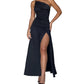 A&A High Split One Shoulder Strap Backless Maxi Dress