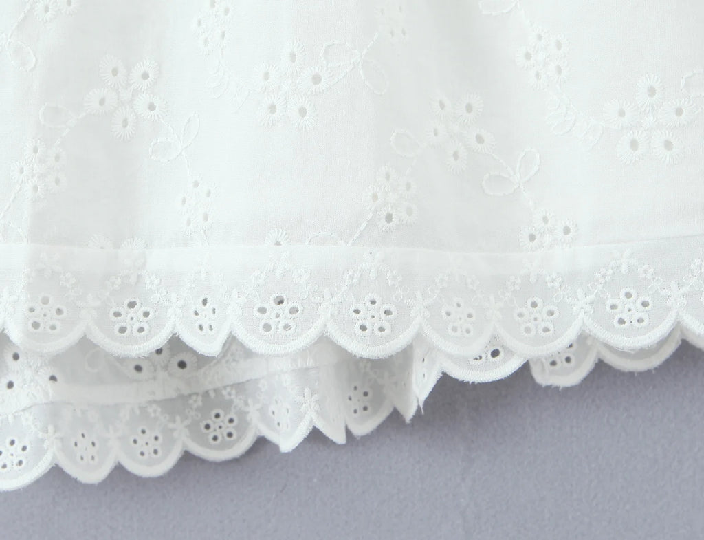 A&A Analisa White Embroidery A Line Mini Dress