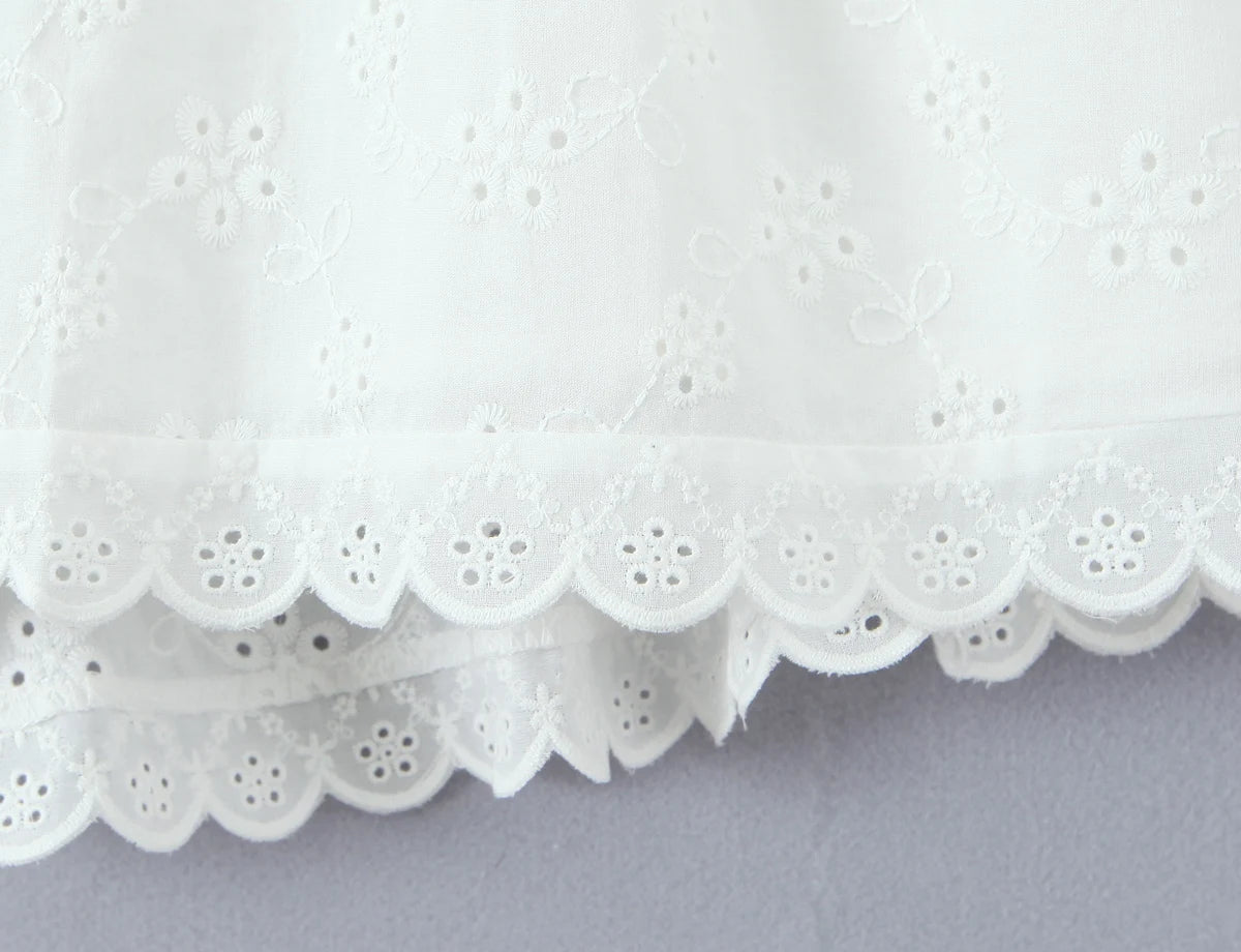 A&A Analisa White Embroidery A Line Mini Dress