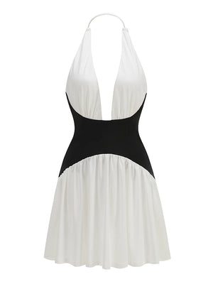 A&A Zariah Plunge Halter Corset Waist Mini Dress