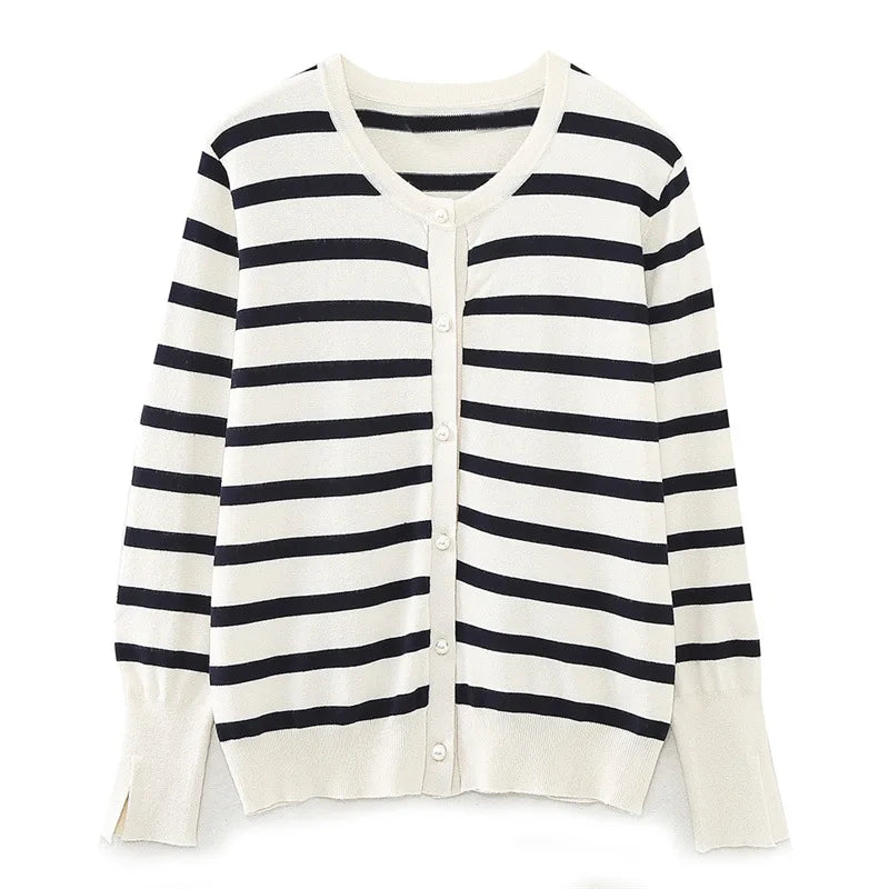 A&A Parisian Striped Knit Cardigan