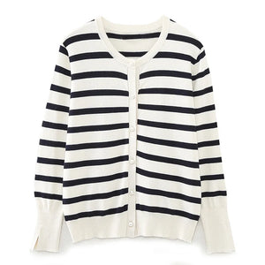 A&A Parisian Striped Knit Cardigan