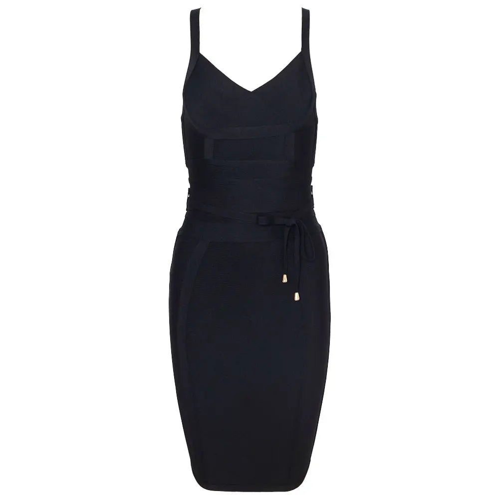 A&A Ilyssa Tie Waist Midi Bodycon Bandage Dress