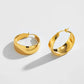 A&A Stainless Steel Gold Plated Wide Hoop Earrings