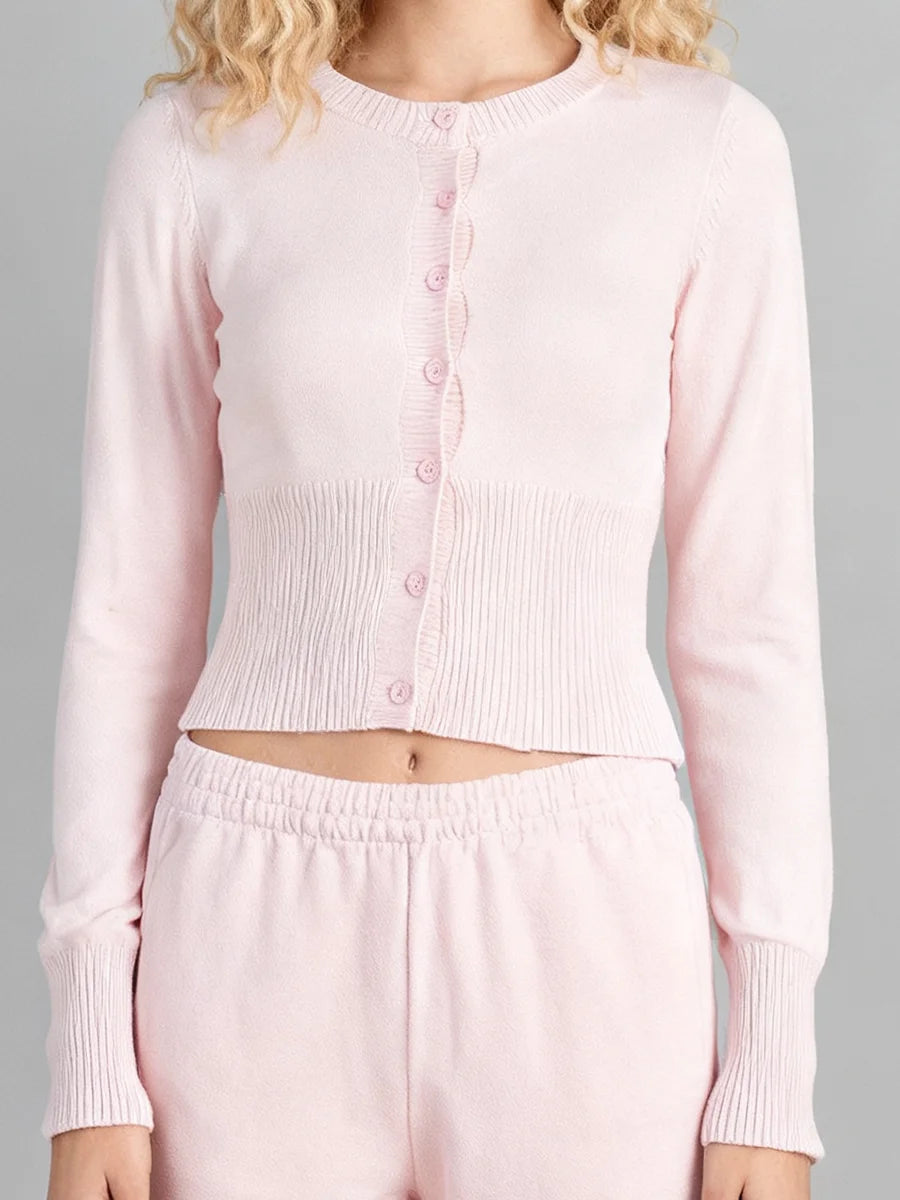 A&A Rosan Cotton Long Sleeve Knitted Button Cardigan