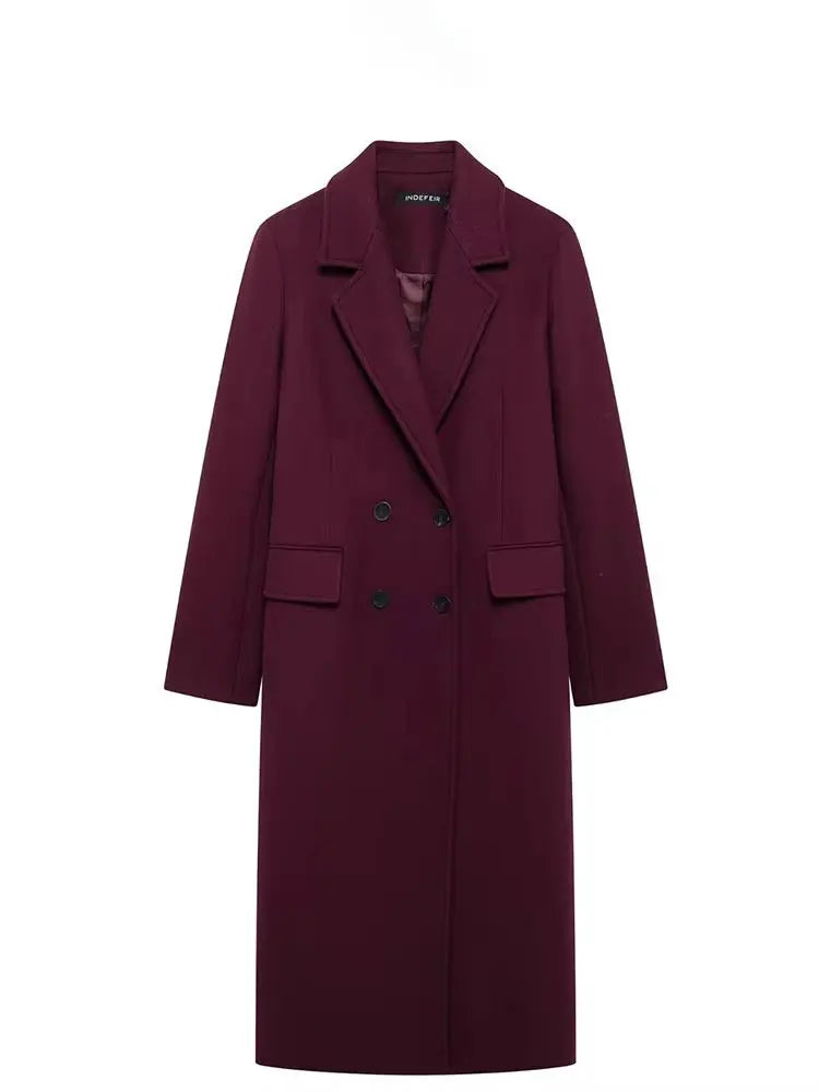 A&A Bordeaux Oversized Double Breasted Wool Blend Coat