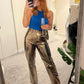 A&A Metallic Straight Leg High Waist Trousers