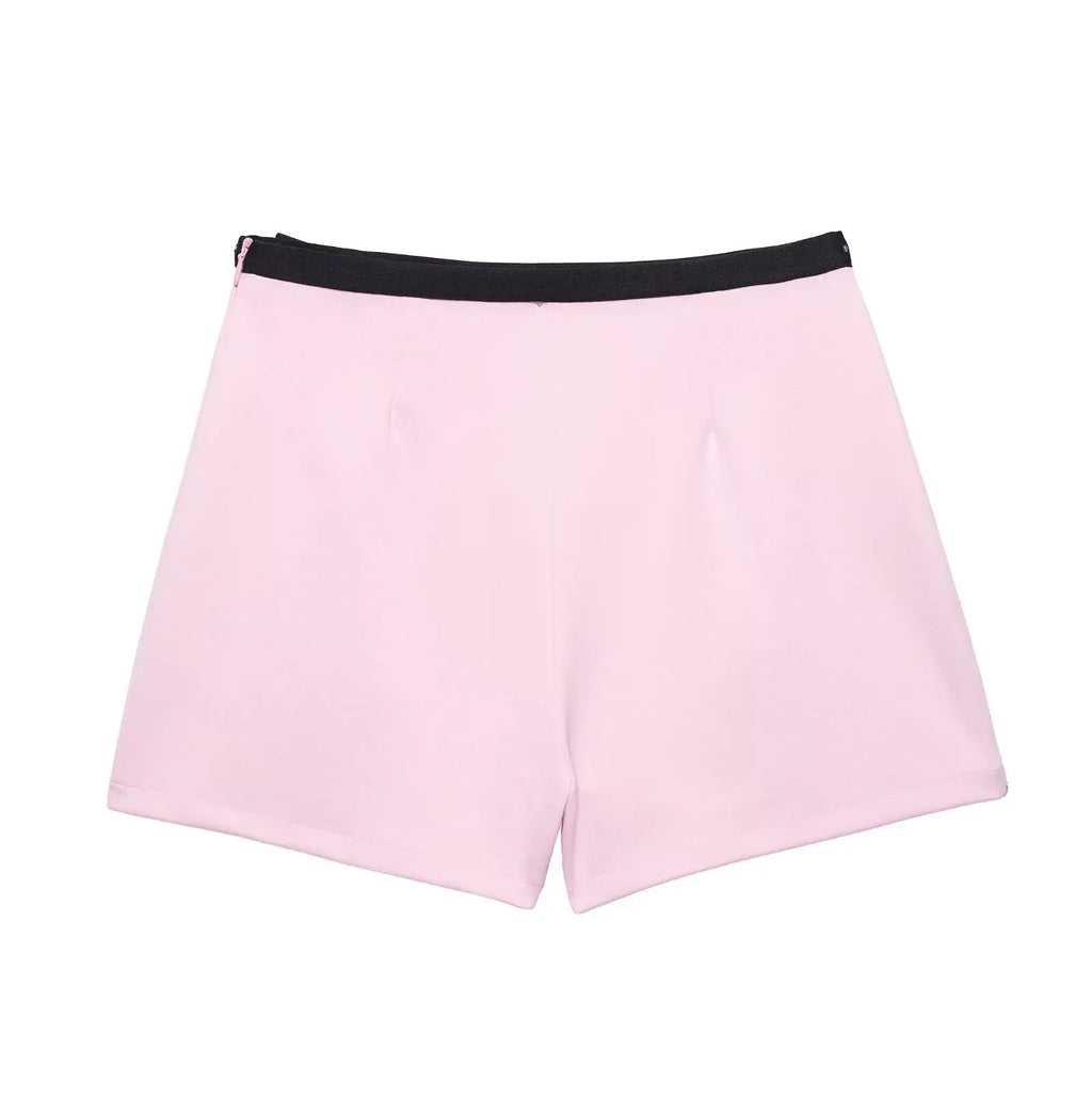 A&A Aleya Pink Camis Bow Embellished Square Neck Top & Mini Skirt