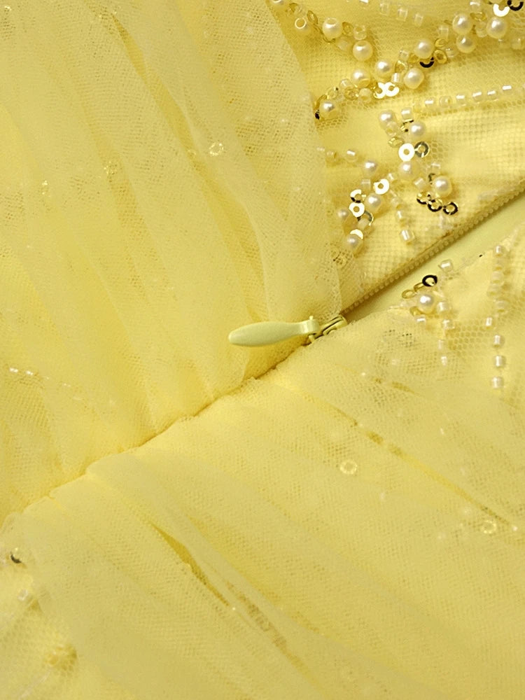 A&A Surié Halter Neck Bow Detail Beaded Embroidery Maxi Dress