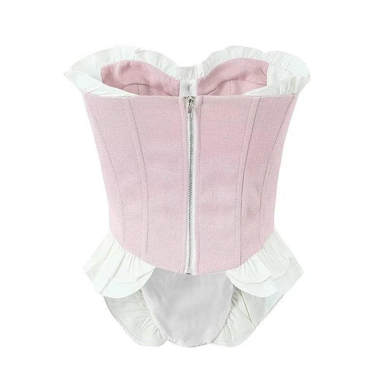 A&A Zelia Sweetheart Ruffle Trim Corset Top