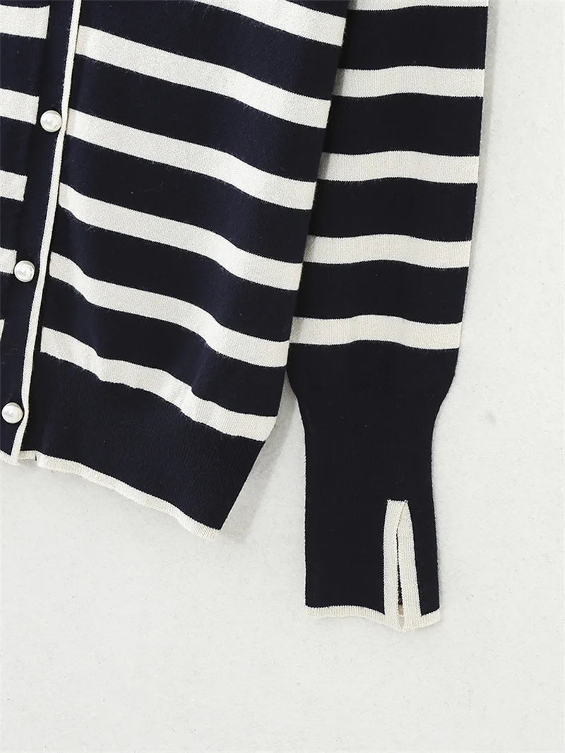 A&A Parisian Striped Knit Cardigan