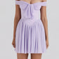 A&A Lilac Off-shoulder Pleated Mini Dress