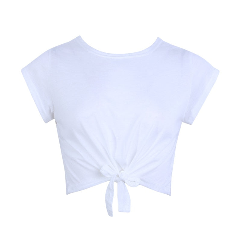 A&A Essentials Knotted Tie Front Crop Top