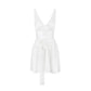 A&A White Satin Summer V Neck A Line Mini Dress