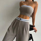 A&A Cropped sleeveless Vest Two-piece Wide Leg Trouser Set