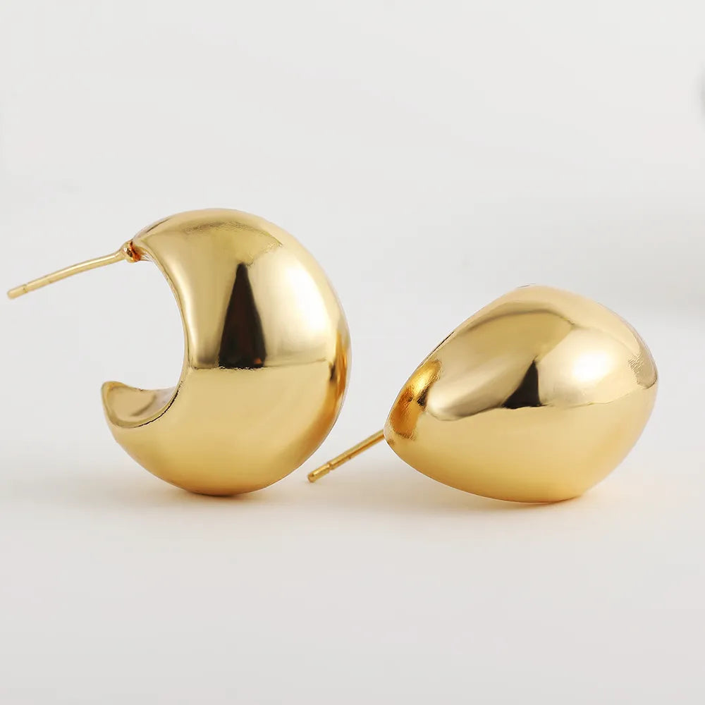 A&A Gold Round Chunky Earrings