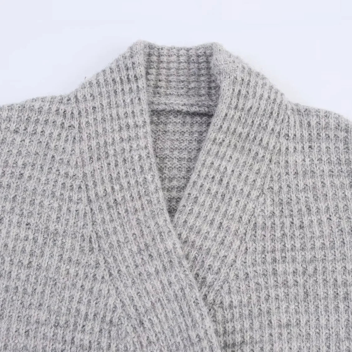A&A Chunky Double Breasted Wool Blend Gray Cardigan