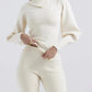 A&A Two Piece High Neck Turn Down Collar and Flared Pants Knit Set