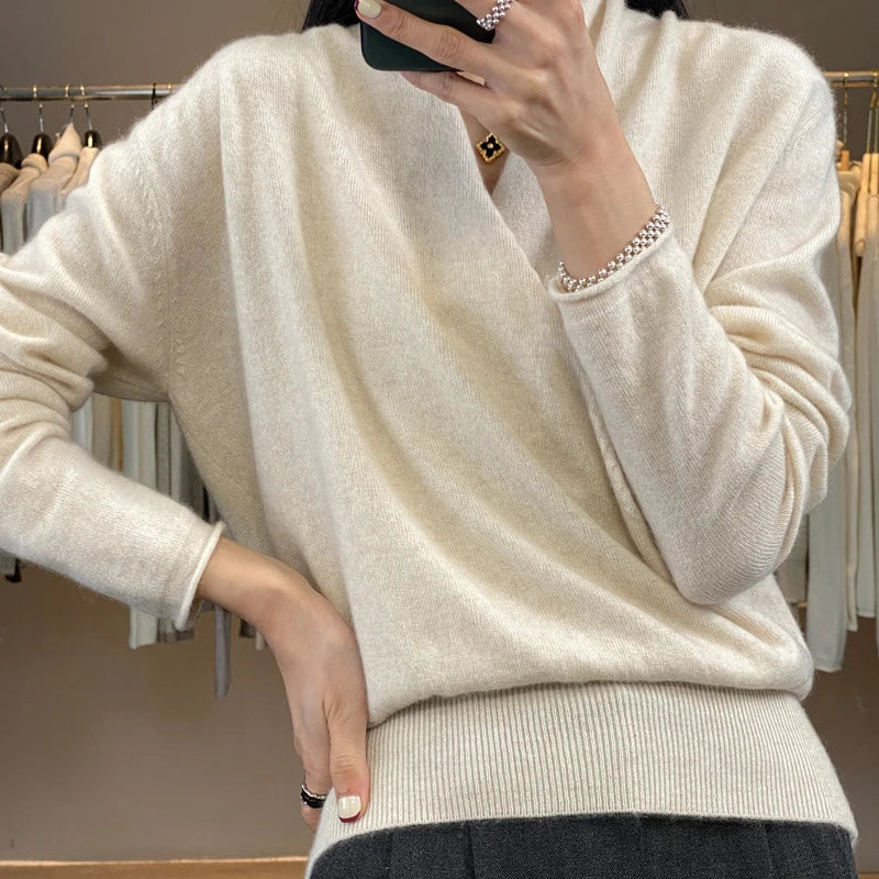 A&A Wool Long Sleeved Crossover Sweater