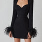 A&A Luxe Long Sleeve Feathers Mini Bodycon Bandage Dress