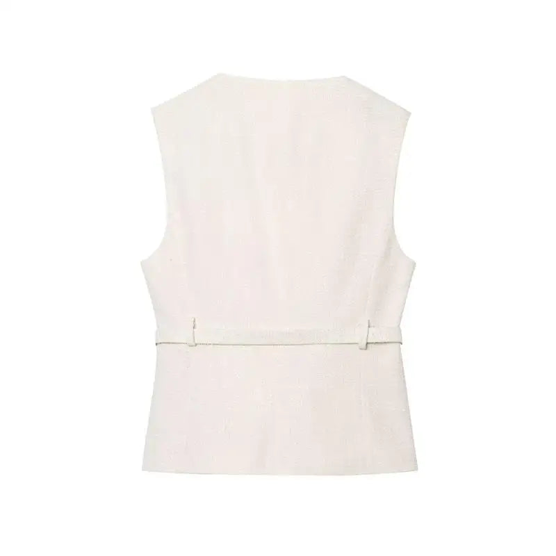 A&A Cyra Tweed Belted Waistcoat Vest