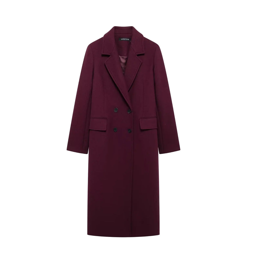 A&A Bordeaux Oversized Double Breasted Wool Blend Coat