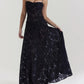 A&A Lace Floral Spaghetti Strap Sheer Sleeveless Black Dress