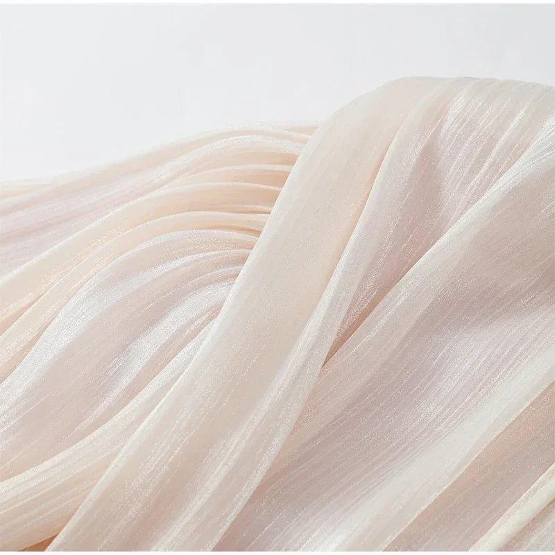 A&A Luxe Gardenia Pleated Ruffle Blouse Mini Dress