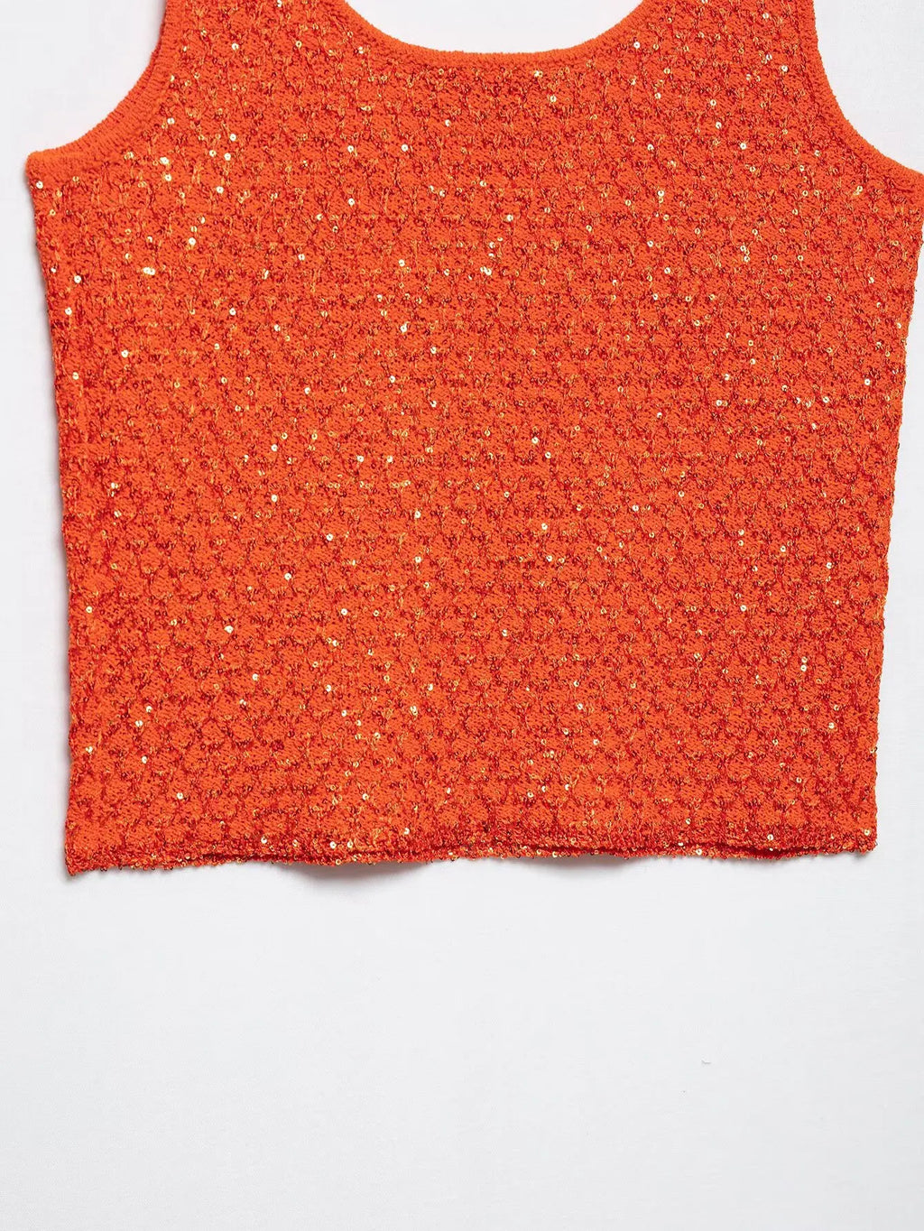 A&A Encun Cropped Glitter Knit Tank Top