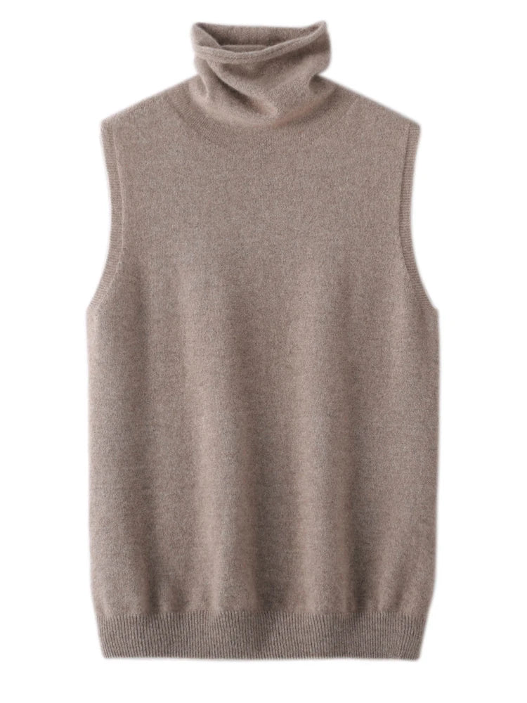 A&A Wool Sleeveless Turtleneck Knit Sweater Top