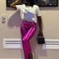 A&A Metallic Straight Leg High Waist Trousers