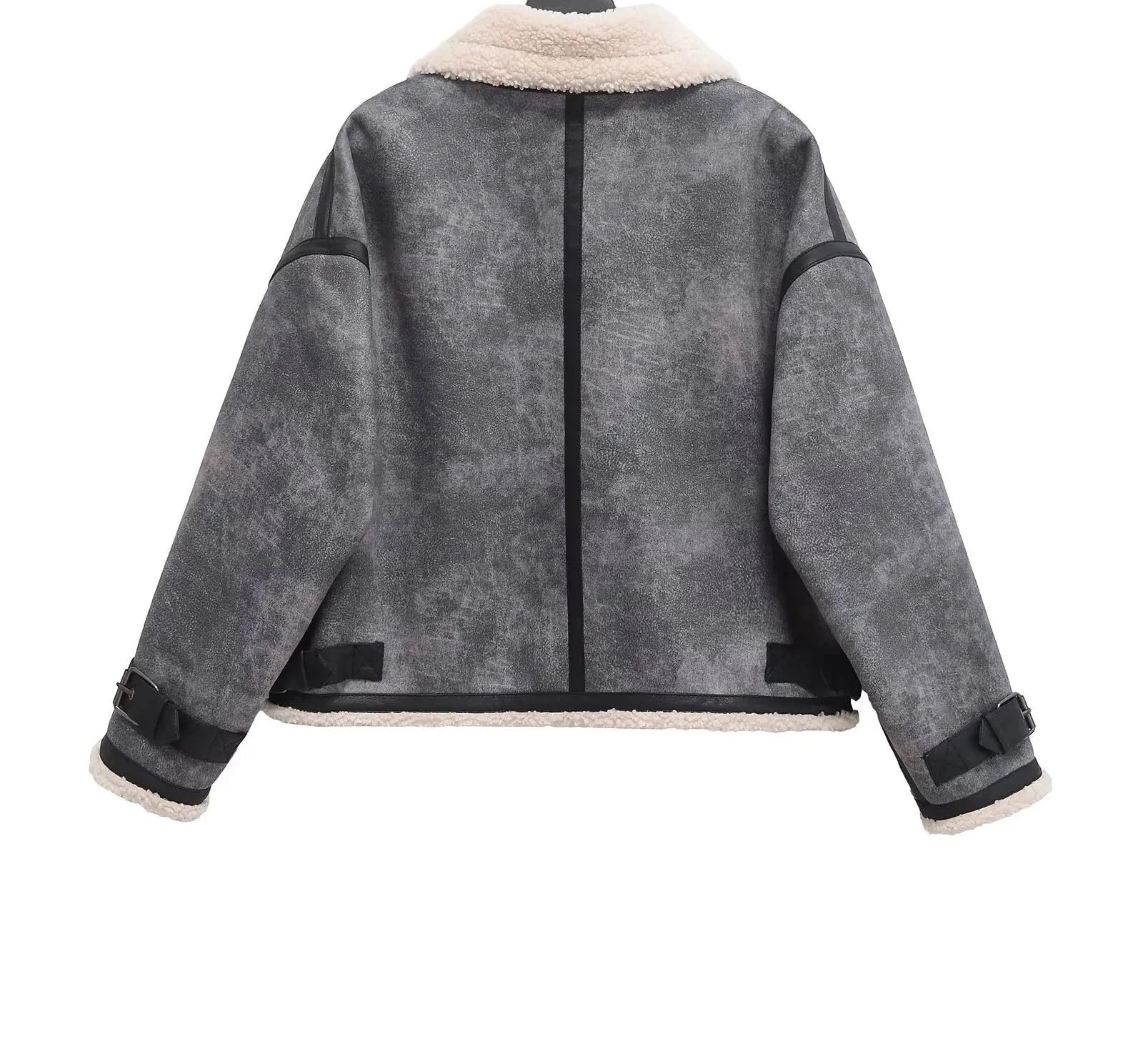 A&A Shearling Washed Gray  Aviator Jacket