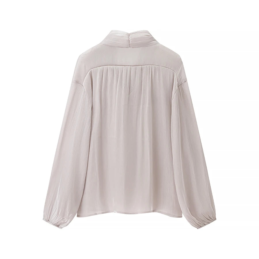 A&A Aurelise Bow Tie Blouse & Ruched Mini Skirt Set