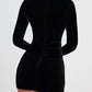 A&A Velvet Long Sleeve Mesh Insert Mini Dress