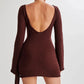 A&A Elegant Knitted Backless Wrap Mini Dress