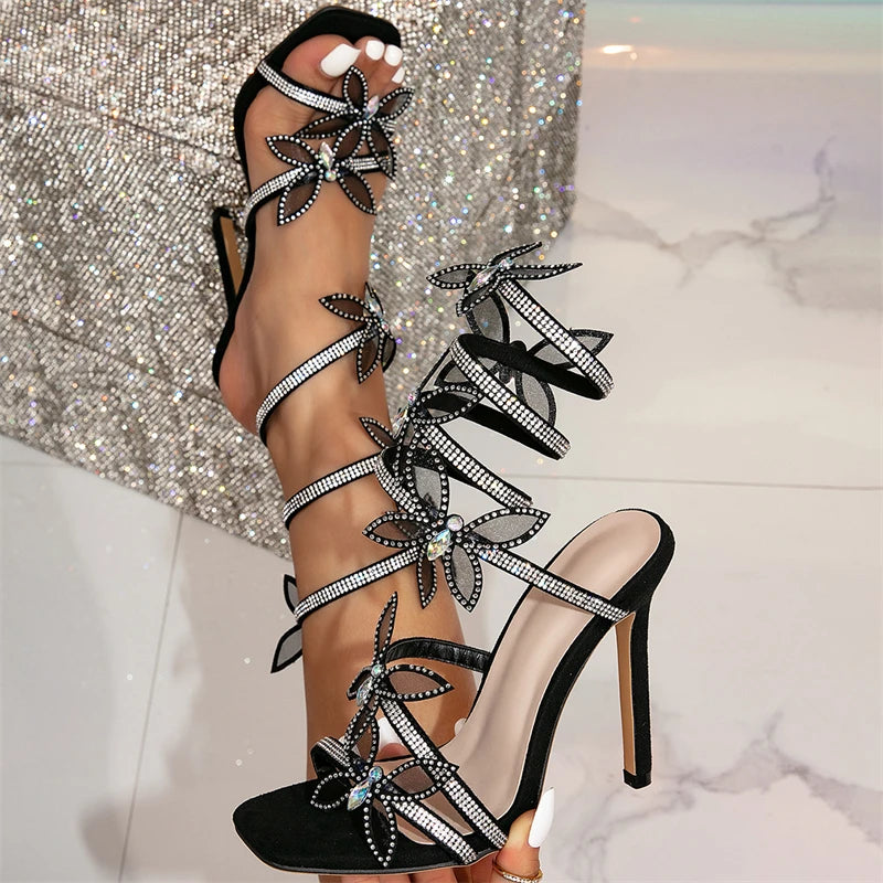 A&A Azurae Diamante Butterfly Wrap Up Heels
