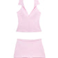 A&A Chic Spring Pink Halter Neck Skort Set