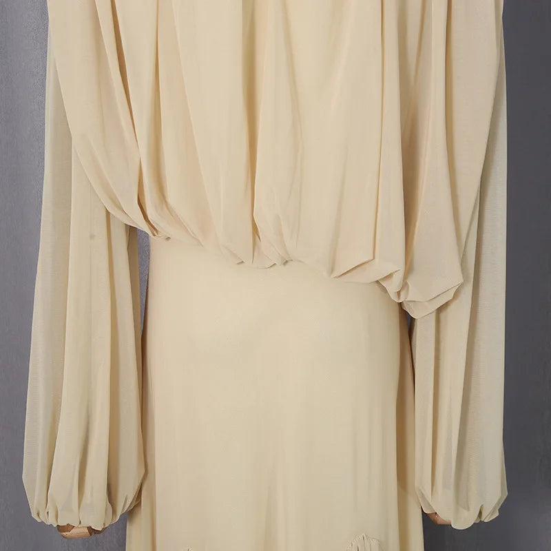 A&A Soleva Draped Sleeve Maxi Dress