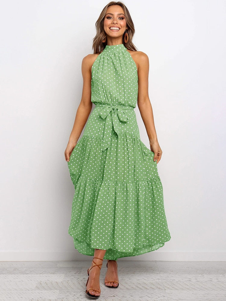 A&A Summer Polka Dot Halter Dress