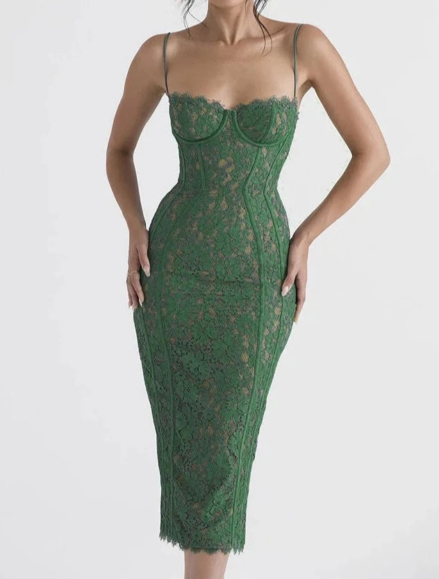 A&A Luxe Valentine Lace Midi Bodycon Dress