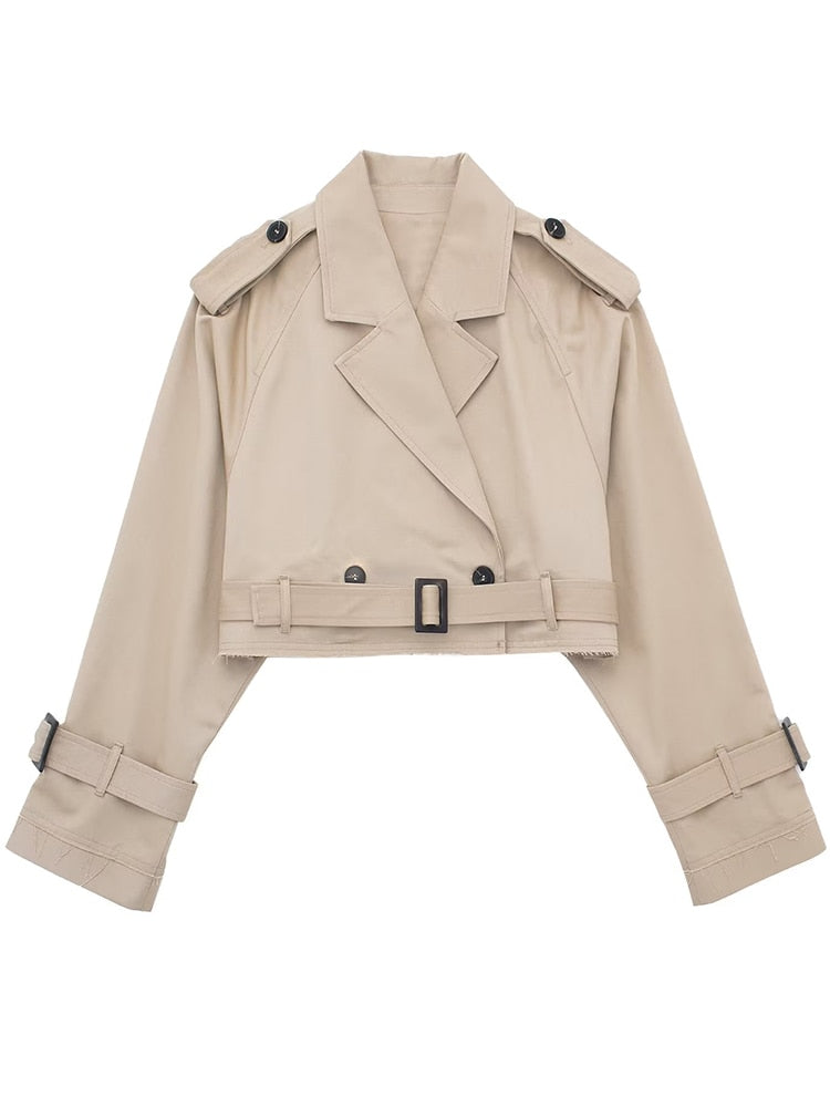 A&A Cropped Belted Trench Jacket