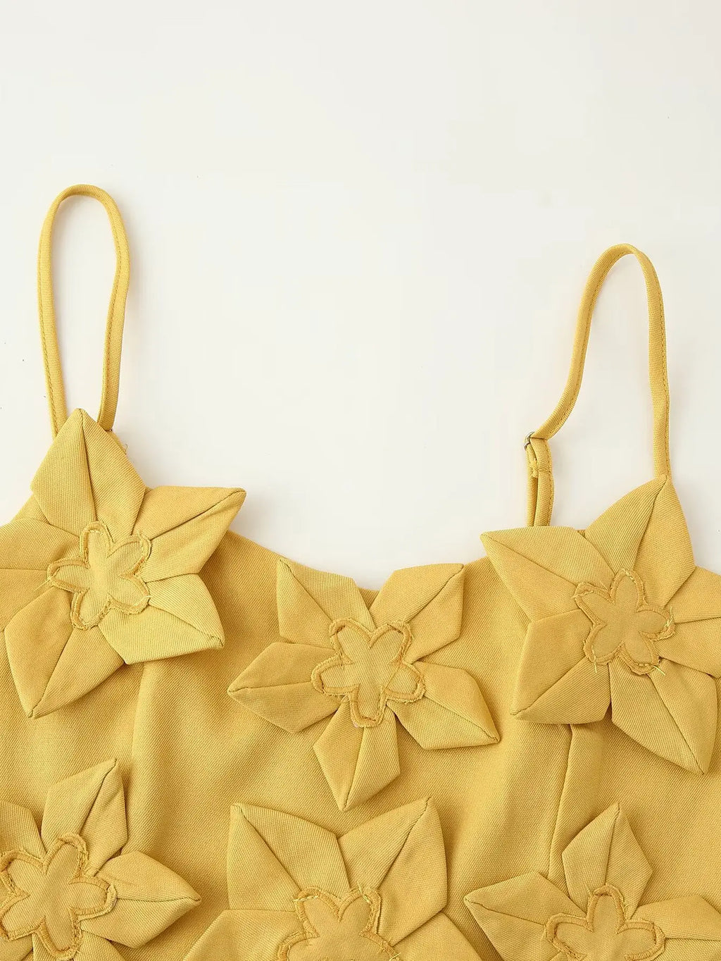 A&A Yellow Flower Appliqué Crop Top & Skirt Set